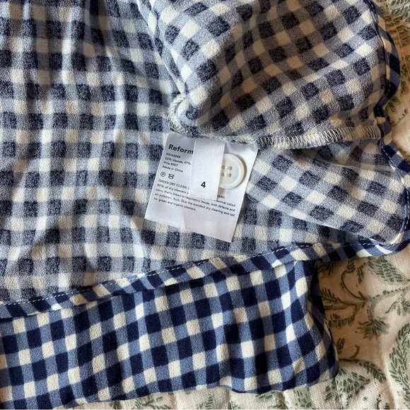 Reformation Vicki button dress in blue gingham - Picture 5 of 7